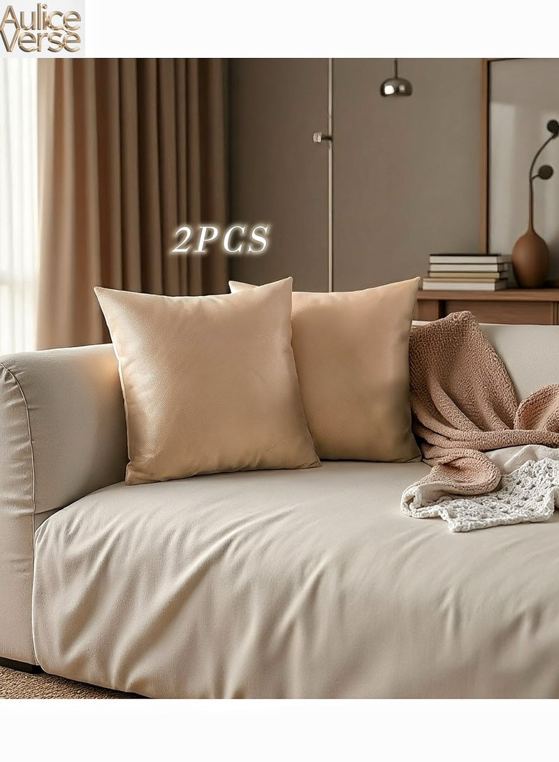 AuliceVerse Ice Silk Throw Pillow Covers 45x45 cm (Pack of 2) - Light Gold, Cooling Breathable Cushion Covers for Sofa, Decorative Pillow Cases No Insert - Image 2